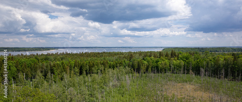 Fototapeta Naklejka Na Ścianę i Meble -  View on the Great Masurian Lakes from the observation tower in Mamerki