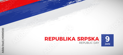 Happy republic day of Republika Srpska with brush painted grunge flag background