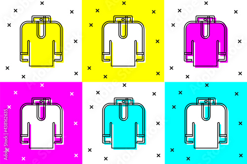 Set Shirt kurta icon isolated on color background. Vector