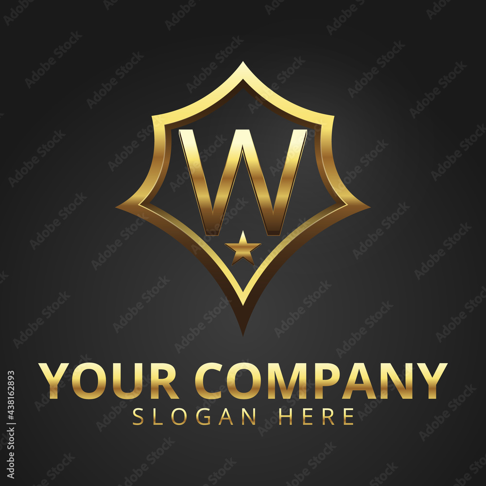 Letter W Gold Logo Modern And Luxury logos With Gradient Gold Color, Black Background Letter W Gold Logo Modern And Luxury logos With Gradient Gold Color, Black Background