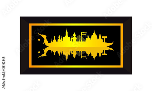Vector of beautiful Thai Royal Barge Suphannahong on the River of Thailand,Traditional Thai style Vector concept.