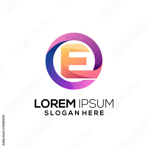 Letter e logo colorful abstract gradient vector design