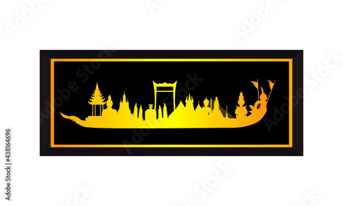 Vector of beautiful Thai Royal Barge Suphannahong on the River of Thailand,Traditional Thai style Vector concept.