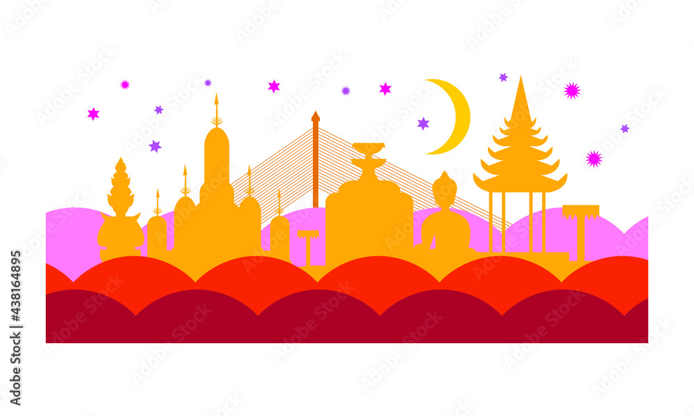 Obraz premium Vector of beautiful Thai style in Thailand Traditional Thai style Vector concept.