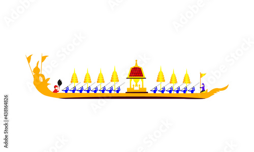 Vector of beautiful Thai Royal Barge Suphannahong on the River of Thailand,Traditional Thai style Vector concept.