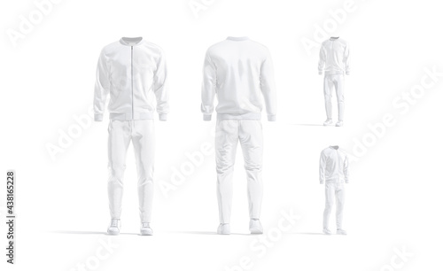 Blank white sport tracksuit mock up, different views photo