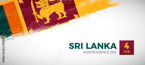 Happy independence day of Sri Lanka with brush painted grunge flag background