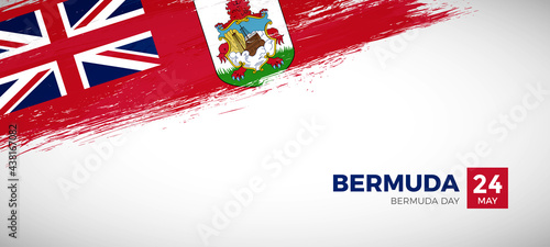 Happy national day of Bermuda with brush painted grunge flag background