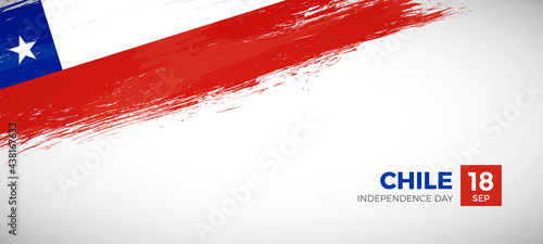 Happy independence day of Chile with brush painted grunge flag background