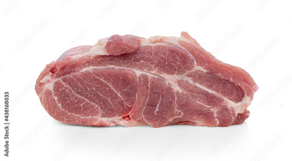 Raw pork on white background