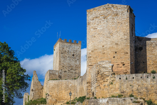 Exterior view of Lombardy Castle in Enna town on Sicily Island in Italy