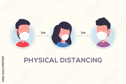 Social distancing to avoid spreading virus. Physical distance design concept vector illustration