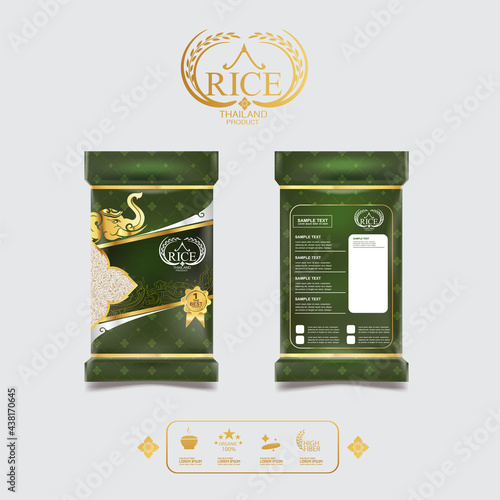 Rice Thailand food Logo Product and Background Thai Arts.