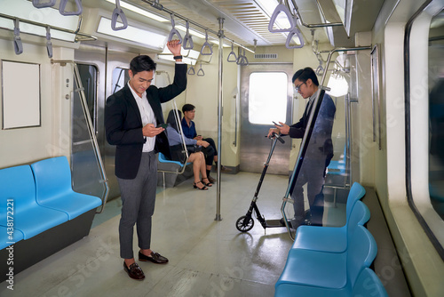 Passengers transport with underground train for go to destination
