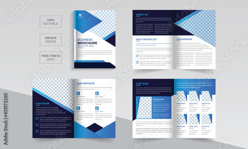 
Business brochure template design. Bifold brochure template design. Creative bi-fold pages brochure design. Company profile template design. Corporate brochure template. photo