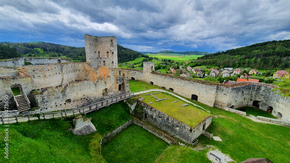 Rabi castle ruin in the Czech Republic stock images. Beautiful medieval monument in the Czech Republic. Famous place in czechia images