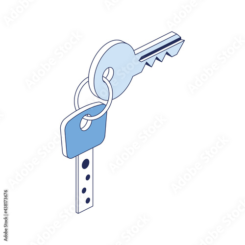 Keys vector 3d line isometric, color web icons, new flat style. Creative design idea for infographics.