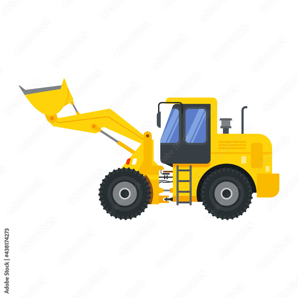 Fototapeta premium Illustration for construction machinery vehicle bulldozer.