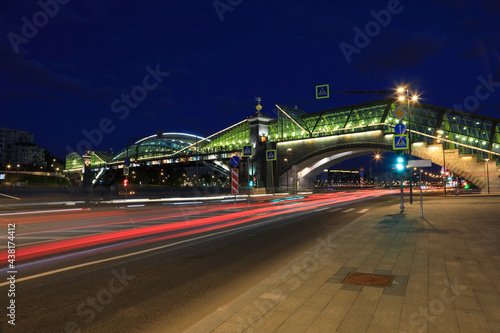 View of Moscow. Pedestrian Bogdan Khmelnitsky Bridge