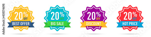 Set of different 20 off percentage promotion badges