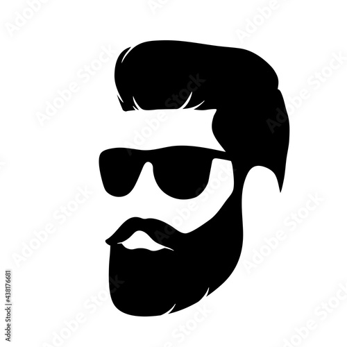 Man  hair icon for barbershop. Vector illustration