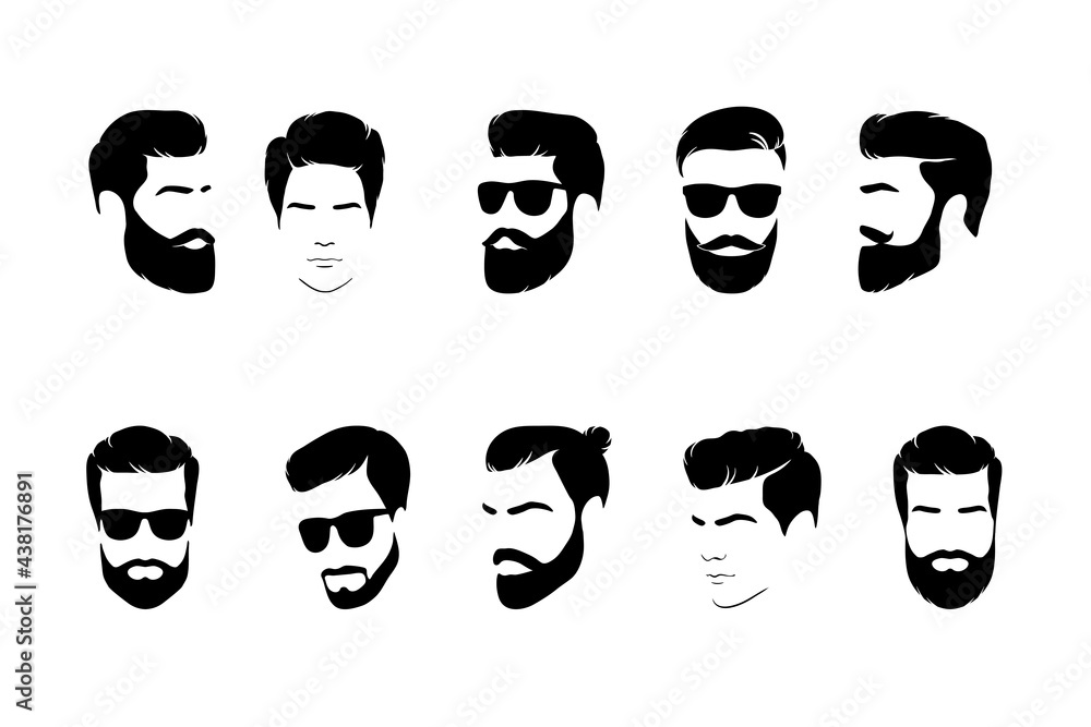 Set of man hair icon for barbershop. Vector illustration Stock Vector