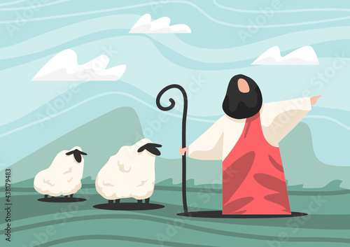 Jesus and the lamb Religious concepts Is a vector that can be used for design and various media.