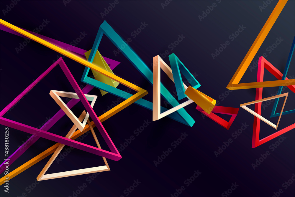 Abstract 3D geometric shape of colorful triangles.