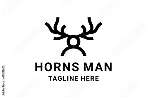 Double Meaning Logo Design Horns Man With Line Art Style