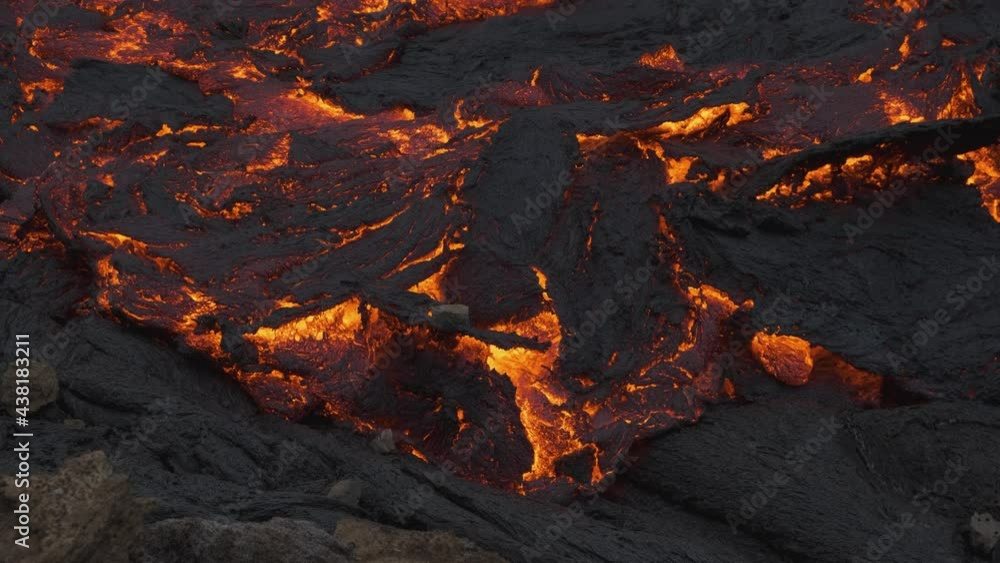 Incandescent lava flows under earth crust. Static view Incandescent lava flows under earth crust. Static view
