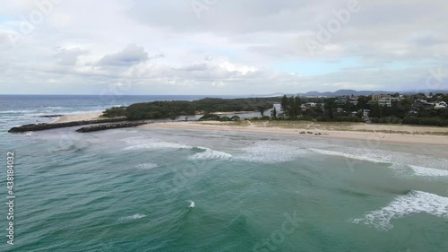 Wallpaper Mural Big Ocean Waves At The Seashore And The Groyne At Kingscliff Beach In New South Wales, Australia. aerial Torontodigital.ca