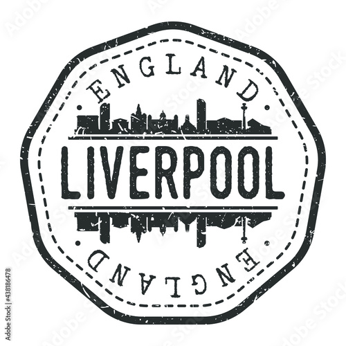 Liverpool, UK Stamp Skyline Postmark. Silhouette Postal Passport. City Round Vector Icon. Vintage Postage Design.