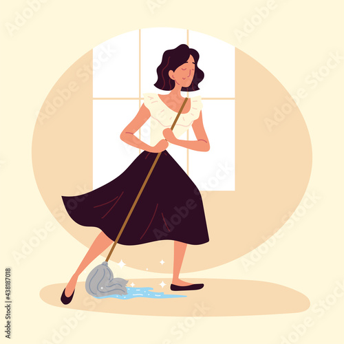 woman cleaning floor