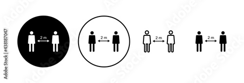 Social distance icon set. social distancing icon. self quarantine sign