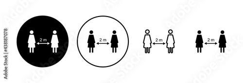 Social distancing icon set. social distance icon. self quarantine sign