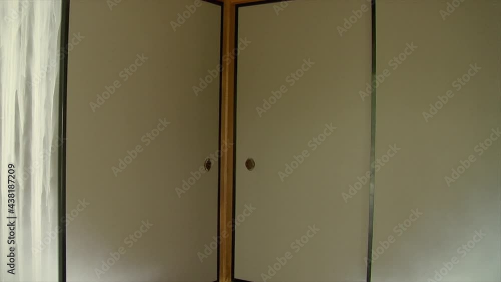Pan left-to-right across painted fusuma in a Japanese house. Pan left-to-right across painted fusuma in a Japanese house.