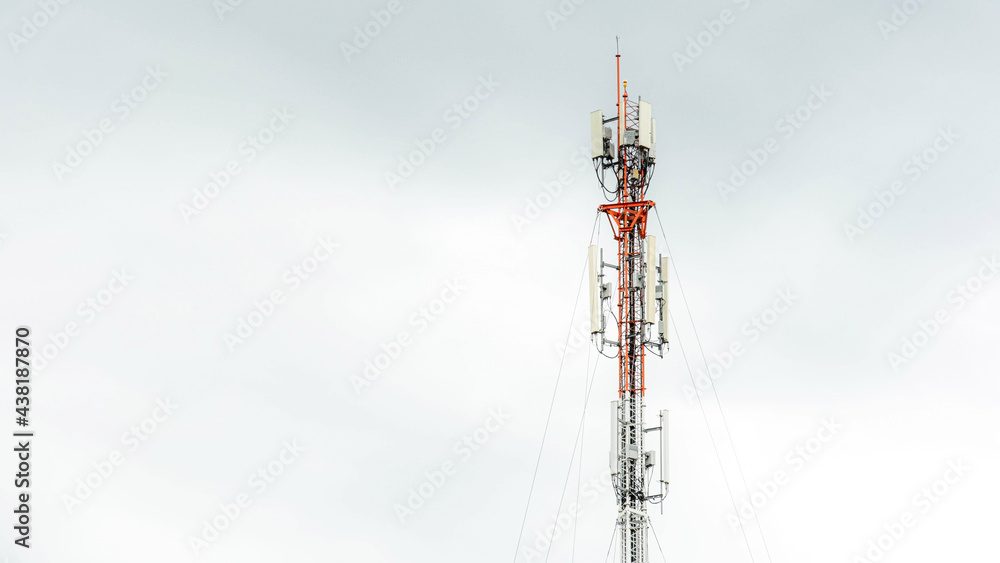 5g cell phone towers on a white cloud background 5g cell phone towers on a white cloud background