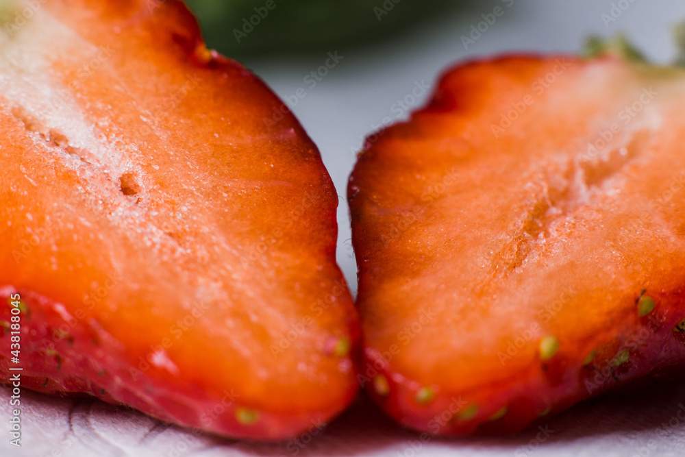 cut ripe strawberries macro a food background cut ripe strawberries macro a food background