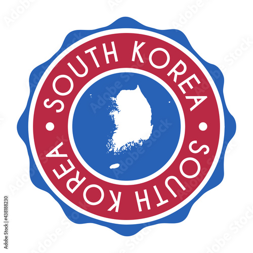 South Korea Badge Map Vector Seal. National Symbol Country Stamp Design Icon Label. 