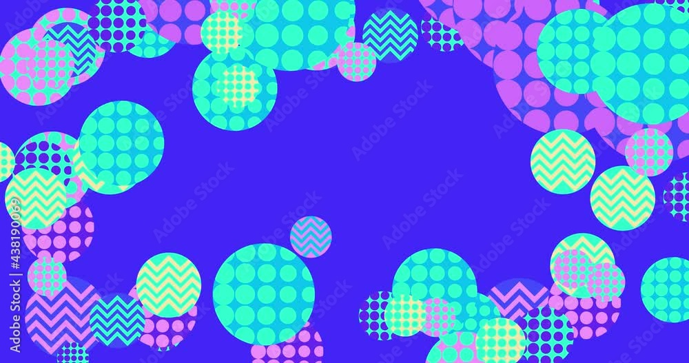 Geometric shape inside circles fly and rotate. Geometric pattern in 80s style. Zoom in and out motion animation. Horizontal composition, 4k video quality Geometric shape inside circles fly and rotate. Geometric pattern in 80s style. Zoom in and out motion animation. Horizontal composition, 4k video quality