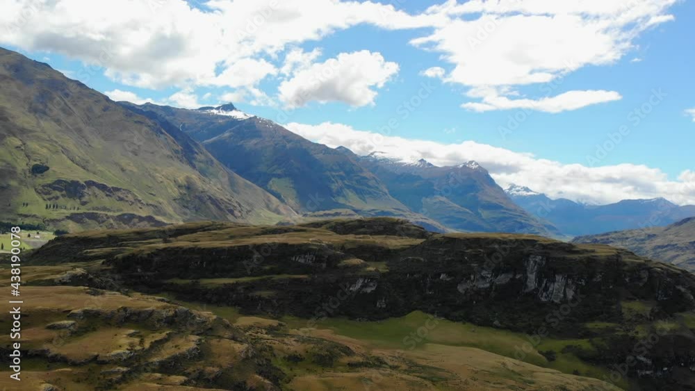 Rocky Peak, popular walking track, Wanaka, New Zealand - aerial landscape Rocky Peak, popular walking track, Wanaka, New Zealand - aerial landscape