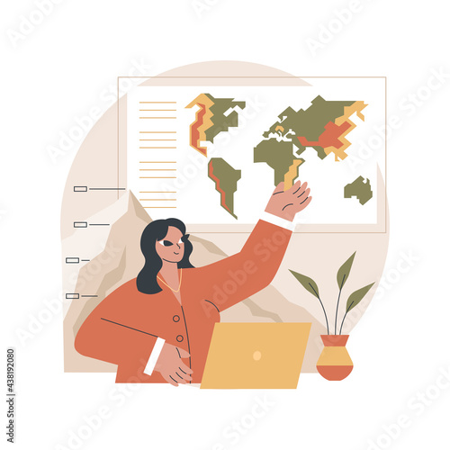 Geomorphology abstract concept vector illustration. Geomorphology type, geomorphic process, Earth science, university discipline, graduate study, geology course, applied study abstract metaphor.