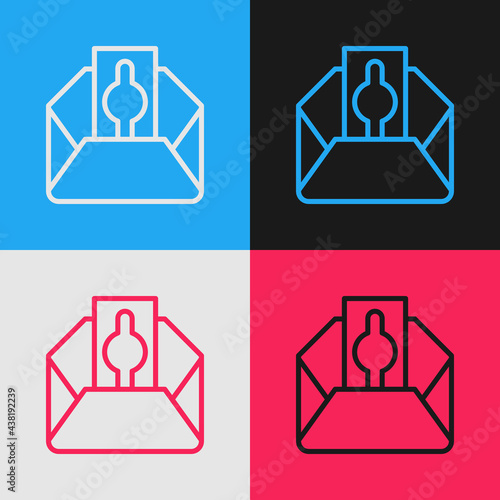 Pop art line Donate or pay your zakat as muslim obligatory icon isolated on color background. Muslim charity or alms in ramadan kareem before eid al-fir. Vector