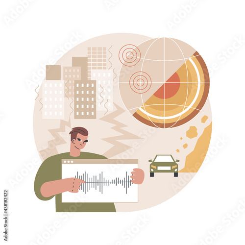 Seismology abstract concept vector illustration. Seismic waves study, seismology course, earthquake environmental effect, Earth science, tectonic movement, volcanic activity abstract metaphor.