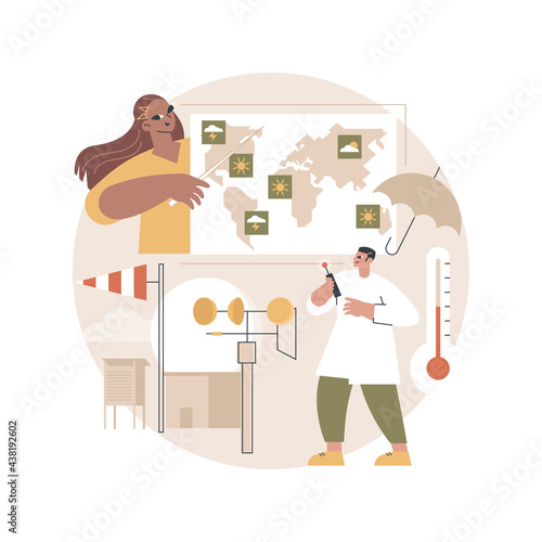 Meteorology abstract concept vector illustration. Met station, meteorology program, university degree, weather prediction method, measuring instruments, atmosphere study abstract metaphor.
