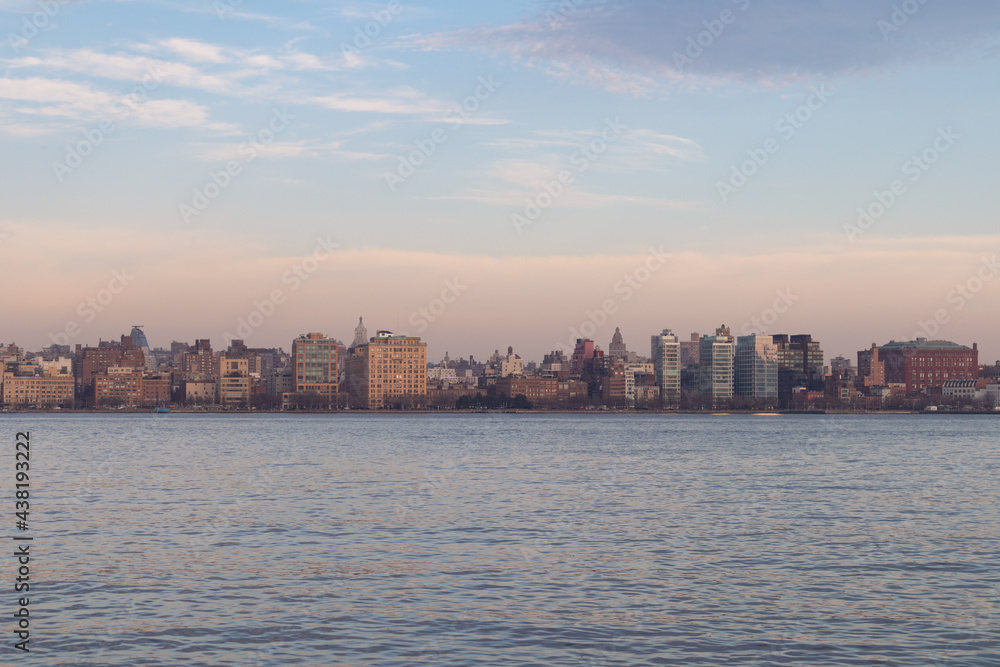 Tribeca New York City Skyline along the Hudson River during a Colorful Sunset