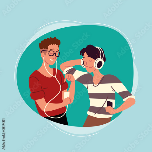 teenagers listening to music