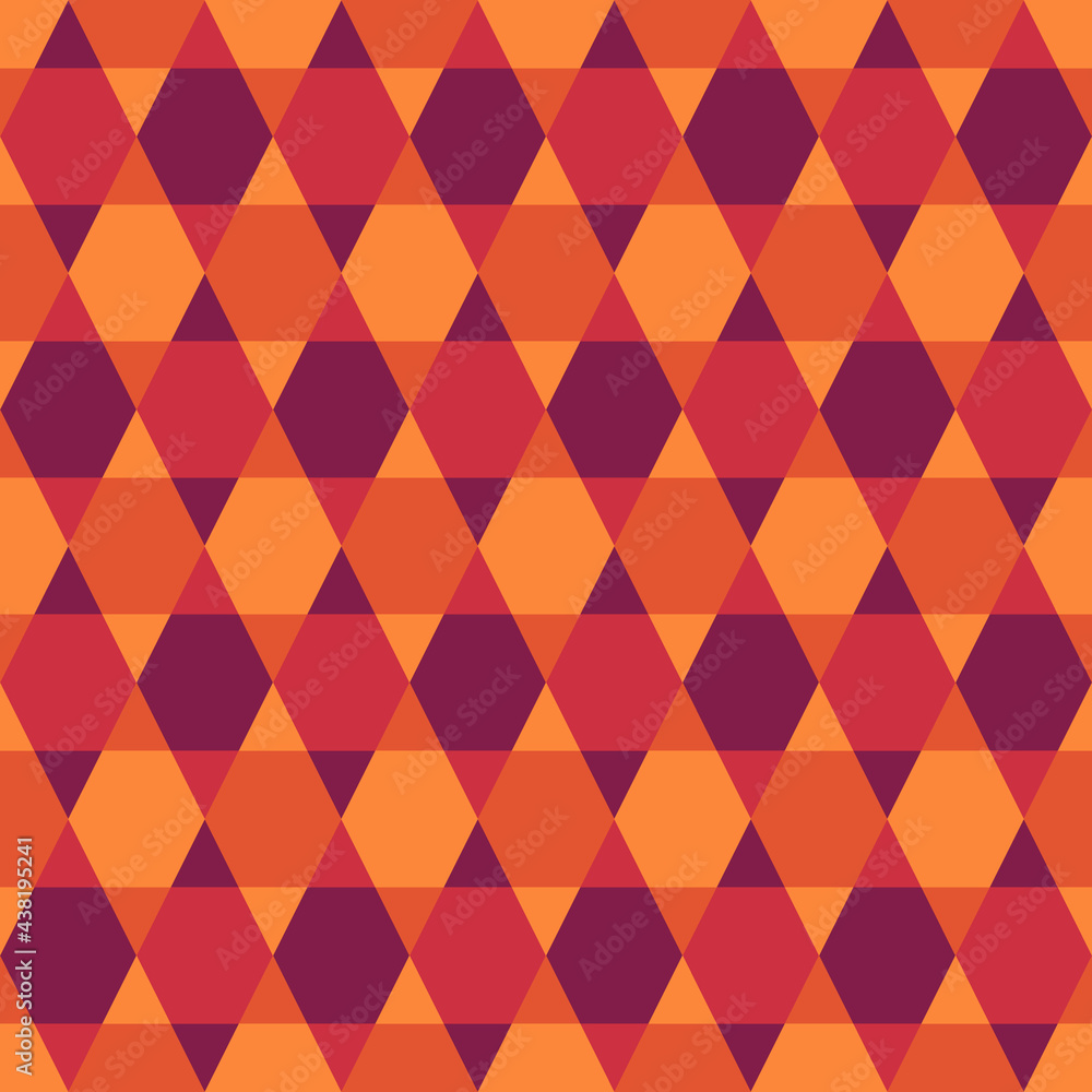 Obraz premium Seamless pattern. Triangles, hexagons ornament. Geometric wallpaper. Mosaic tiles. Flooring background. Ethnic motif. Geometrical backdrop. Digital paper. Web design. Textile print. Vector art work.