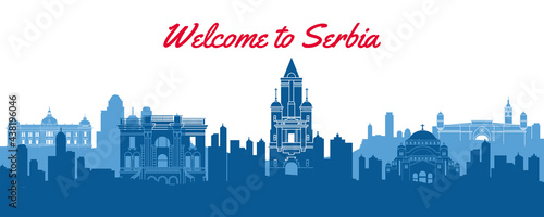 Serbia famous landmarks silhouette style,vector illustration photo