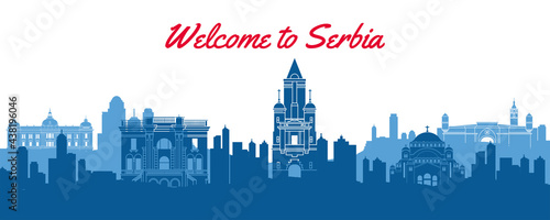 Serbia famous landmarks silhouette style,vector illustration